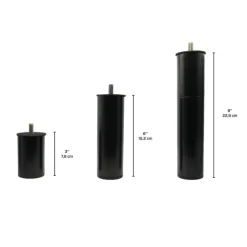 3” and 6” Electric Bed Legs - Combined Height of 9” Black