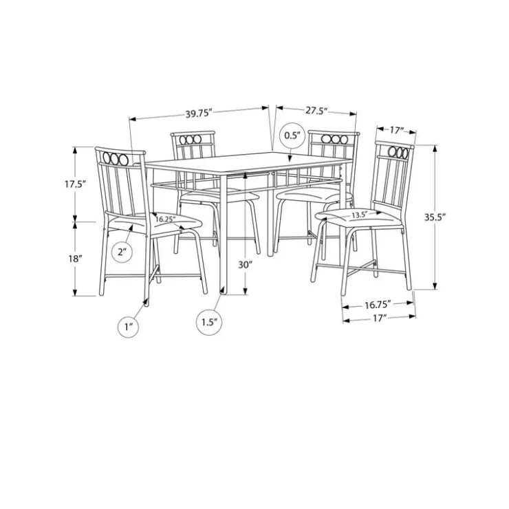 Monarch 5 pcs Dining Set Black Hot