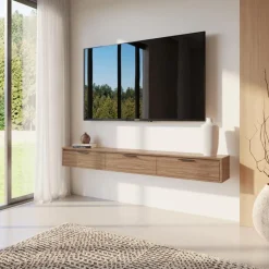 Nexera 72" Wall-Mounted TV Stand with Storage - Light Walnut Discount