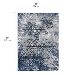 5 x 8 ft Rug Blue/Grey/Black Clearance