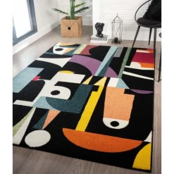 8 x 10 ft Rug Black/Colorful Clearance