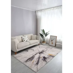 5 x 7 ft Rug Grey/Beige/Gold Discount