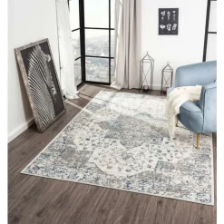 5 x 7 ft Rug Grey / White / Blue