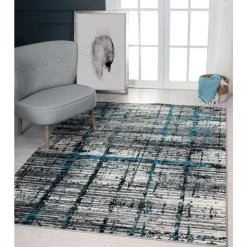 5 x 8 ft Rug Black/Blue