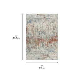 5 x 7 ft Rug Beige / Rust / Blue Discount