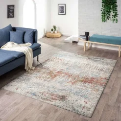 8 x 10 ft Rug Beige / Rust / Blue Clearance
