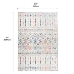 5 x 8 ft Rug White/Colorful