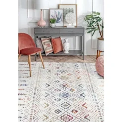 5 x 8 ft Rug White/Colorful