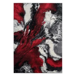 5 x 8 ft Rug Red/Black/White/Grey