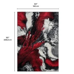 5 x 8 ft Rug Red/Black/White/Grey