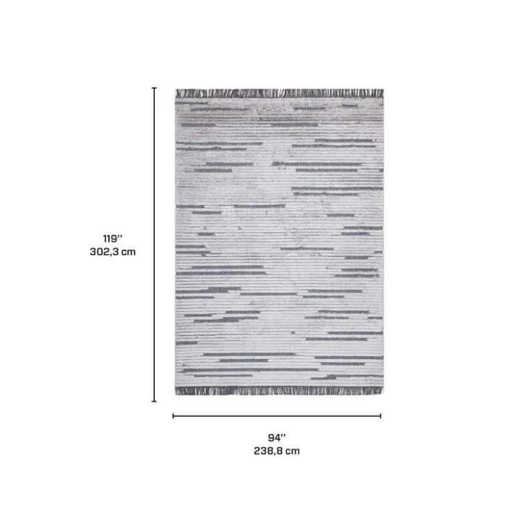 8 x 10 ft Rug White / Grey Hot