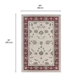 5 x 8 ft Rug Beige/Red Hot