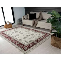 5 x 8 ft Rug Beige/Red Hot