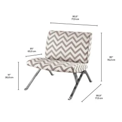 Monarch Accent chair - " chevron " with chrome metal Dark Taupe Online