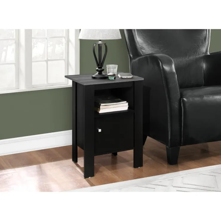 Monarch Accent table - / grey top night stand with storage - Black Clearance