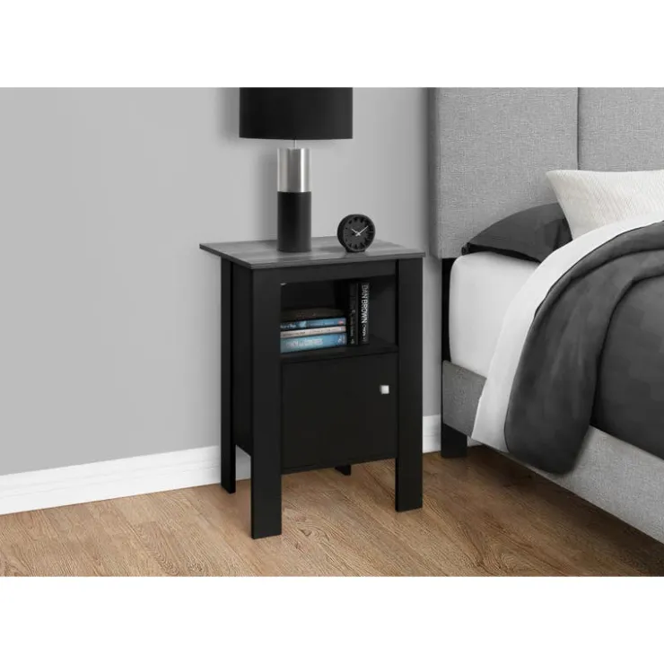Monarch Accent table - / grey top night stand with storage - Black Clearance