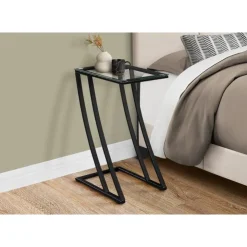 Monarch Accent table - metal with tempered glass - Black Best