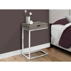 Monarch Accent table - chrome metal / with a drawer - Dark Taupe Discount