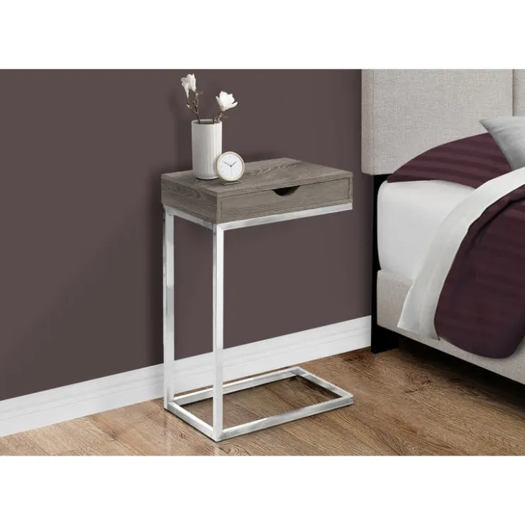 Monarch Accent table - chrome metal / with a drawer - Dark Taupe Discount