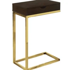Monarch Accent table - / gold metal with a drawer - Espresso Online