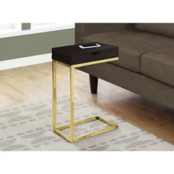 Monarch Accent table - / gold metal with a drawer - Espresso Online