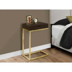 Monarch Accent table - / gold metal with a drawer - Espresso Online