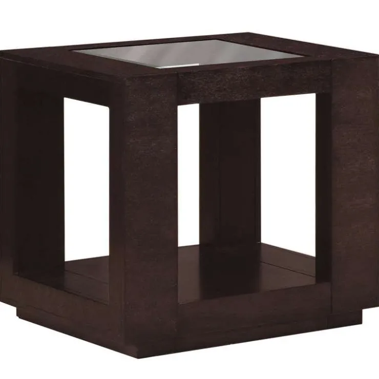 Monarch Accent table - veneer with glass insert - Espresso