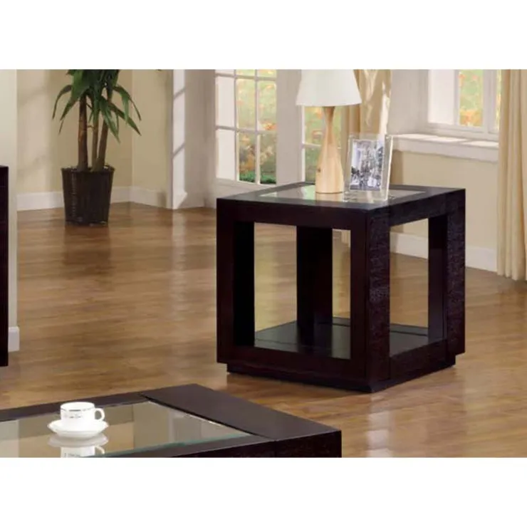 Monarch Accent table - veneer with glass insert - Espresso