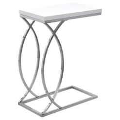 Monarch Accent table - glossy with chrome metal - White New