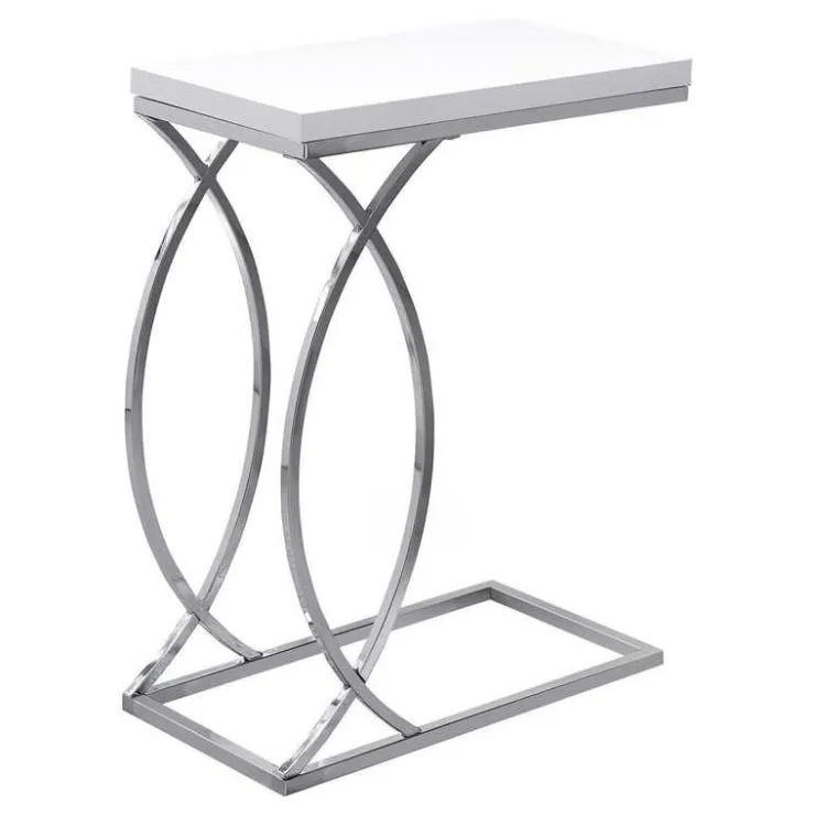 Monarch Accent table - glossy with chrome metal - White New