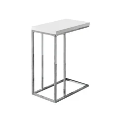 Monarch Accent table - glossy with chrome metal - White Clearance