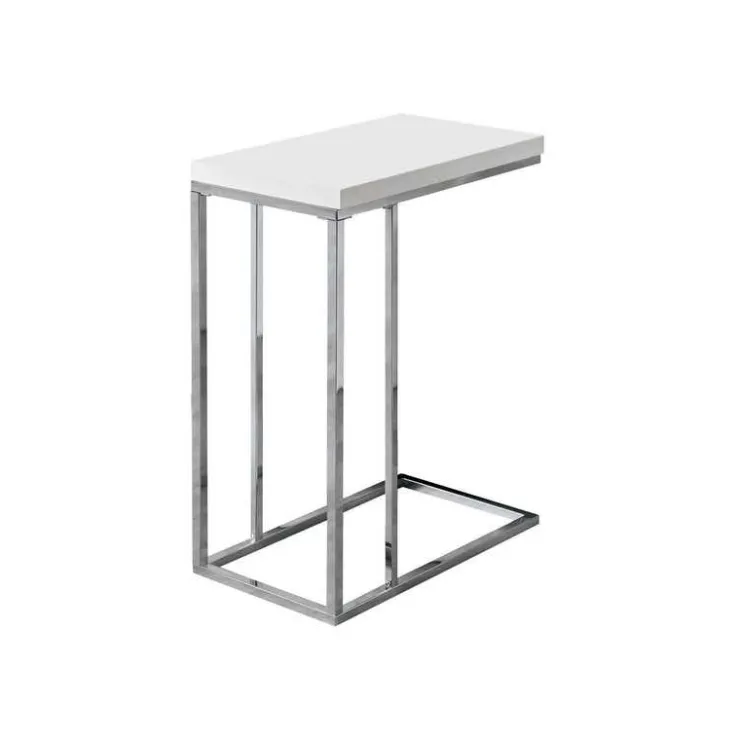 Monarch Accent table - glossy with chrome metal - White Clearance