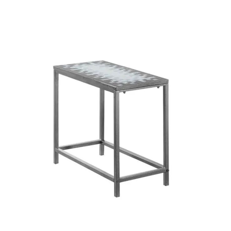 Monarch Accent table - / blue tile top / hammered silver - Grey Discount