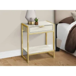 Monarch Accent table - 24"h / marble / gold metal - Beige Outlet