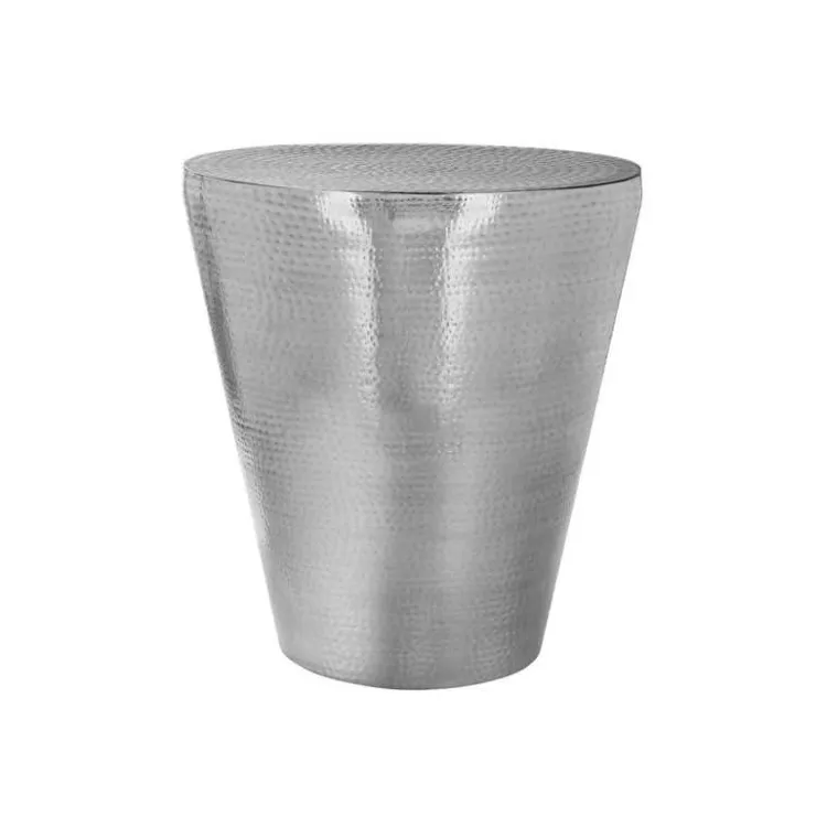 Monarch Accent table - 22"h / iron metal drum end table - Chrome Discount