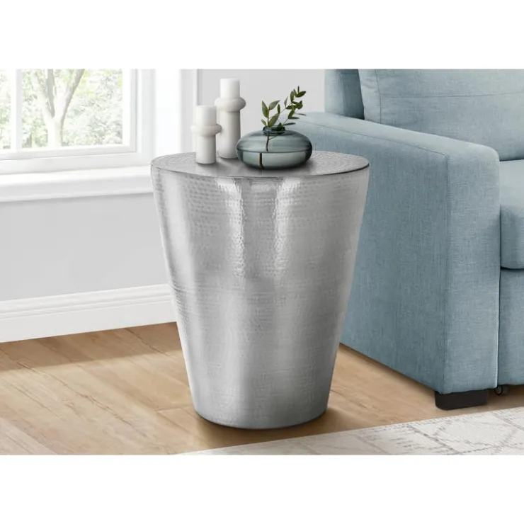 Monarch Accent table - 22"h / iron metal drum end table - Chrome Discount