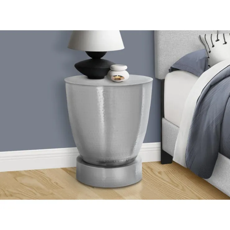 Monarch Accent table - 22"h / iron metal drum end - Chrome Hot