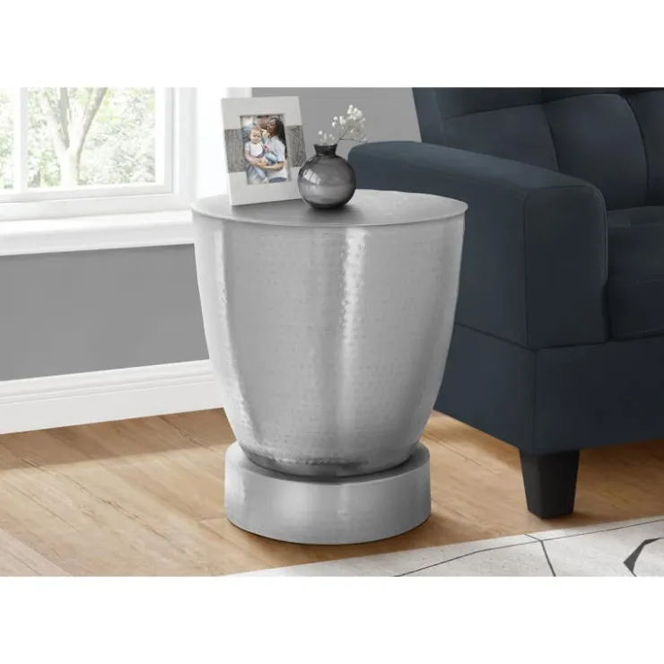 Monarch Accent table - 22"h / iron metal drum end - Chrome Hot