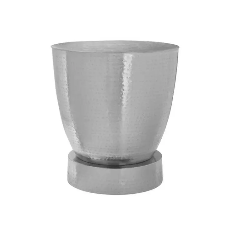 Monarch Accent table - 22"h / iron metal drum end - Chrome Hot