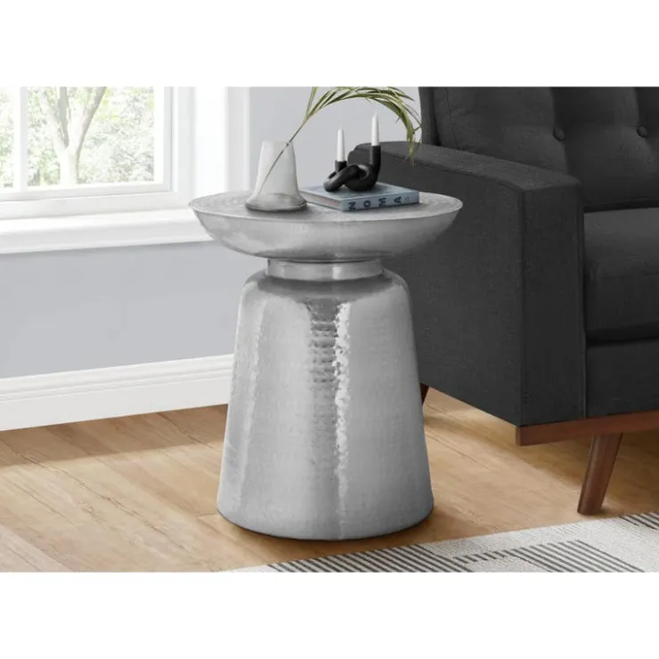 Monarch Accent table - 22"h / iron metal drum end - Chrome Hot