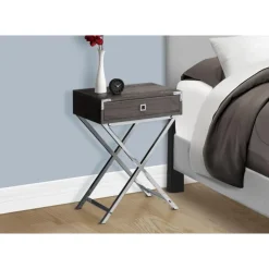 Monarch Accent table - 24"h / / chrome metal - Dark Taupe New
