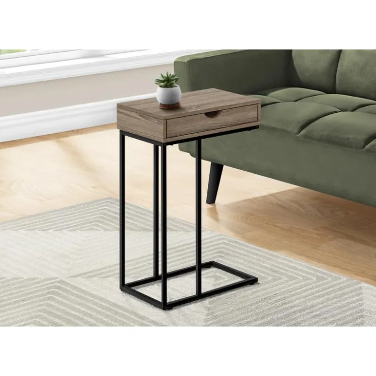 Monarch Accent table - 25"h / / black metal - Dark Taupe Hot
