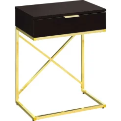 Monarch Accent table - 24"h / / gold metal - Espresso Clearance