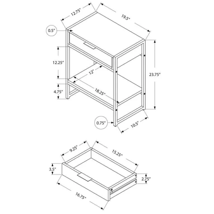 Monarch Accent table - 24"h / glossy / chrome metal - White Online