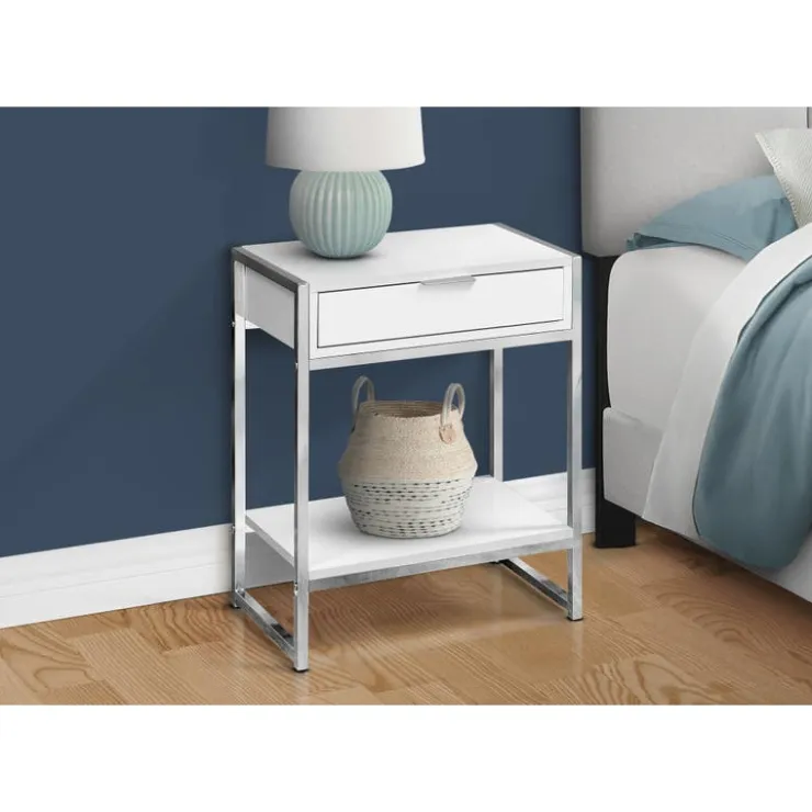 Monarch Accent table - 24"h / glossy / chrome metal - White Online