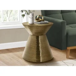 Monarch Accent table - 22"h / iron metal drum end table - Gold Outlet