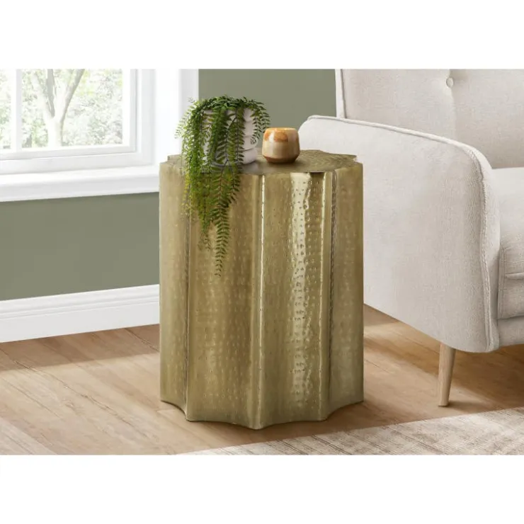 Monarch Accent table - 22"h / iron metal end table - Gold