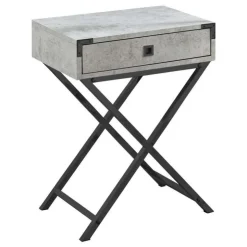 Monarch Accent table - 24"h / cement / black nickel metal - Grey New