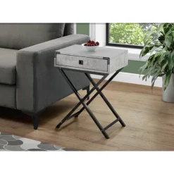 Monarch Accent table - 24"h / cement / black nickel metal - Grey New