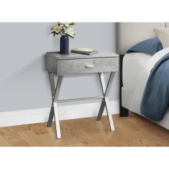 Monarch Accent table - 24"h / cement / chrome metal - Grey